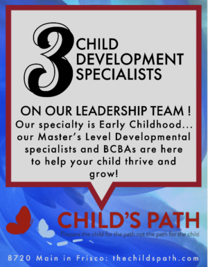 Sign for 3 Child Development Specialists promoting early childhood expertise.